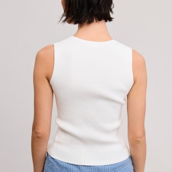 White Knit Top with Cut Out and Tie Front - Picture 2 of 3